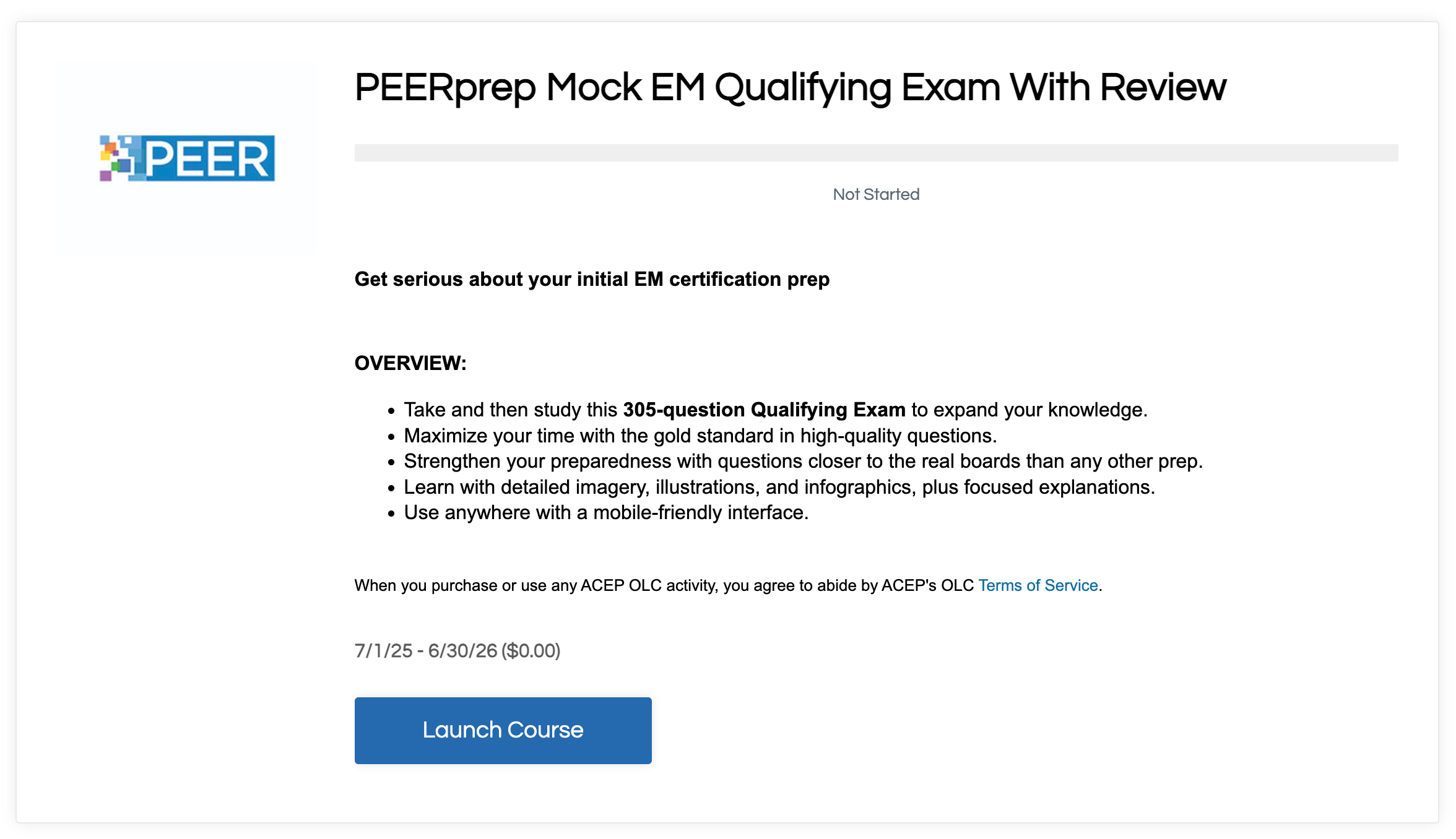 PEERprep Qualifying Exam Card PEERprep Qualifying Exam Card